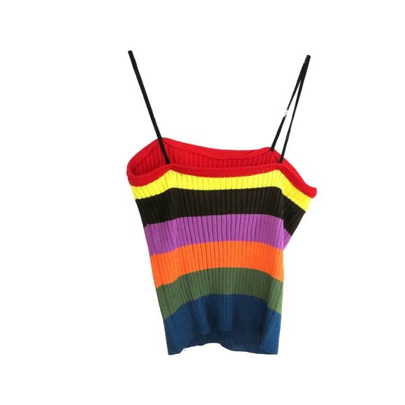 Cider Rainbow Thin Strap Cami Medium Pride Striped Ribbed - Picture 4 of 5